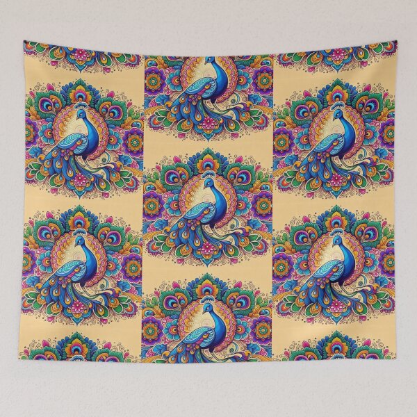 Item preview, Peacock Rangoli Mandala Style Design designed and sold by Mywaymylife.