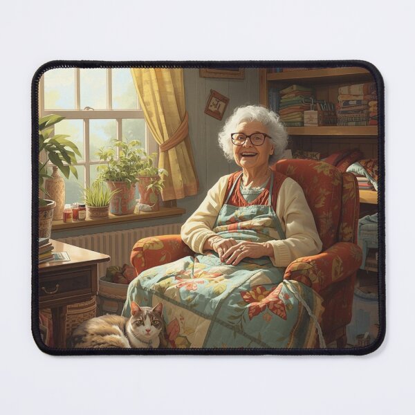 Item preview, Quilting Lover Grandma With Her cat In A Cozy Room - Quilting Lover designed and sold by Wiss2Arts.