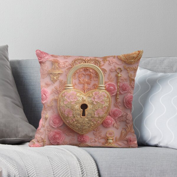 Aperçu de l'œuvre Motif romantique floral et cœur cadenas créée et vendue par foxstudio2000.