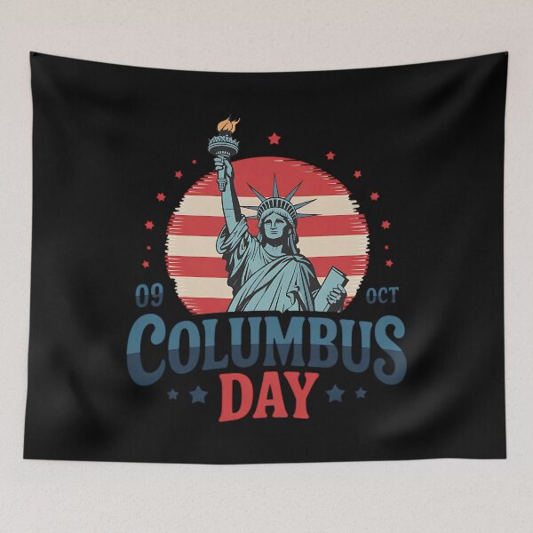 Item preview, Columbus Day 9th October Statue Liberty American Flag designed and sold by BakeryDozen.