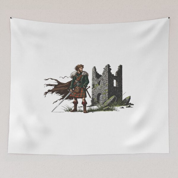 Item preview, Highlander Warrior and Ruined Tower designed and sold by CelticSoulShop.