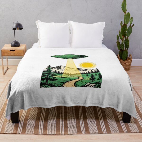 Item preview, Retro UFO Abducting Over Mountains designed and sold by eneot1.