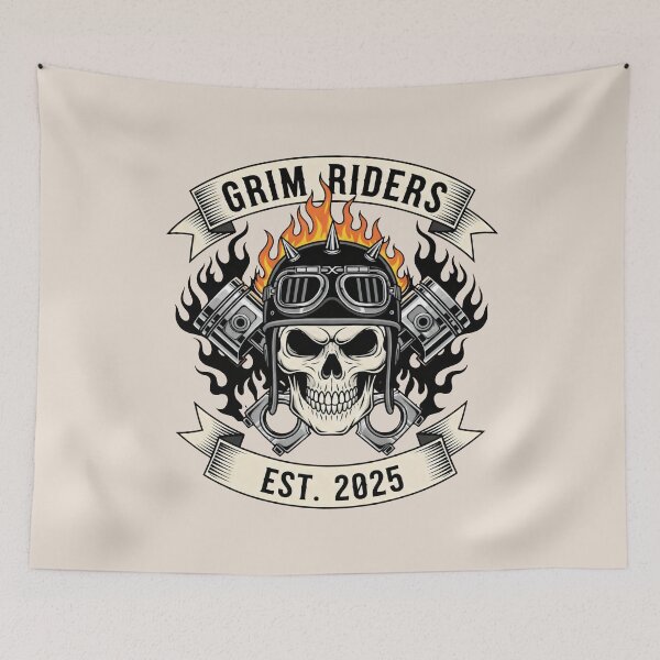 Item preview, Bold Skull and Flames Design with Motorcycle Engine Motif designed and sold by SplashTastic.