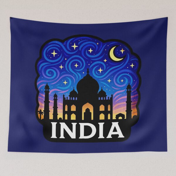 Item preview, India Starry Night - Taj Mahal Skyline designed and sold by Myra365Art.