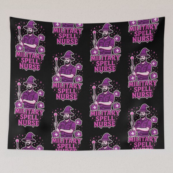 Item preview, Military Spell Nurse – Halloween Wizard T-Shirt for Male Military Nurses – Spooky Neon Pink Purple DesignPrison Medical Tools – Male Prison Nurse Design designed and sold by ClinicalHubs.