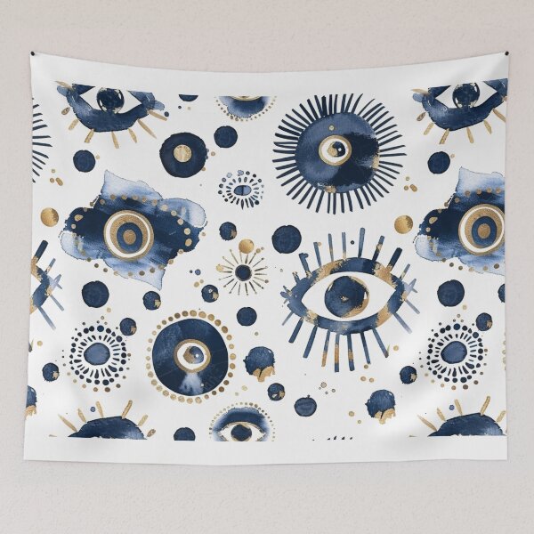 Item preview, Evil Eye Seamless Pattern – Modern Boho Doodle Design for Home Decor & Fashion designed and sold by pmakesArt.