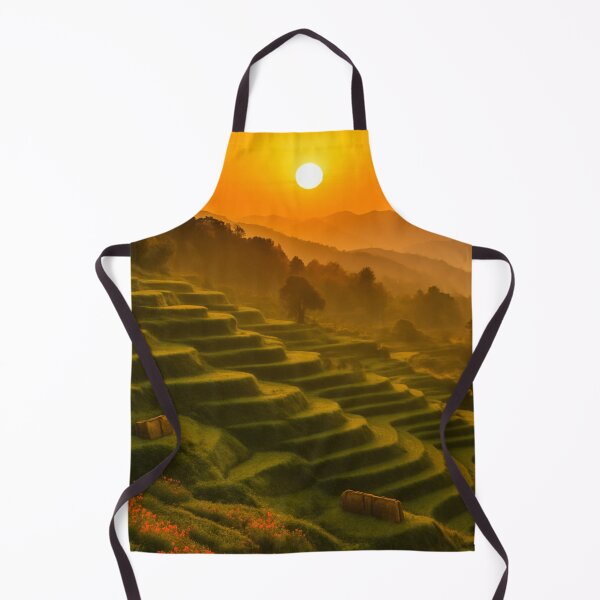 Item preview, Golden Sunset over Rice Terraces – Osaka, Japan Countryside designed and sold by NihonKamonScape.
