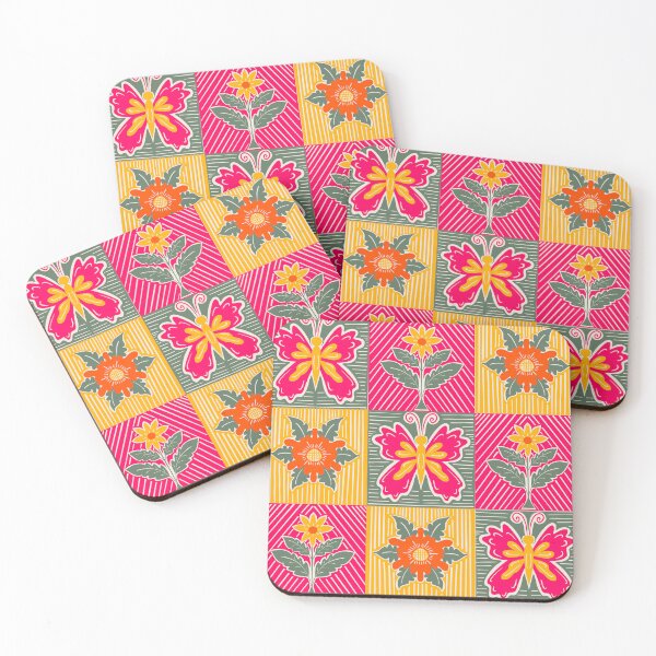 Item preview, Colorful Butterfly and Floral Retro Pattern Design designed and sold by DColourMuse.
