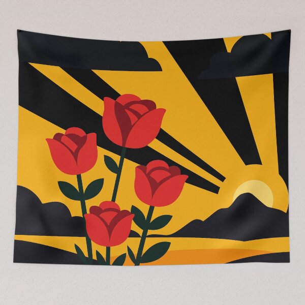 Item preview, Romantic Sunset with Roses Bold Golden Glow designed and sold by Vector Jack.