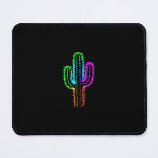 Item preview, Neon Psychedelic Cactus – Vibrant Glowing Digital Art in Green, Blue, Pink and Orange designed and sold by PixelVibe782.
