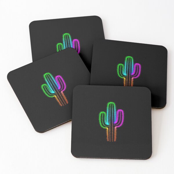 Item preview, Neon Psychedelic Cactus – Vibrant Glowing Digital Art in Green, Blue, Pink and Orange designed and sold by PixelVibe782.