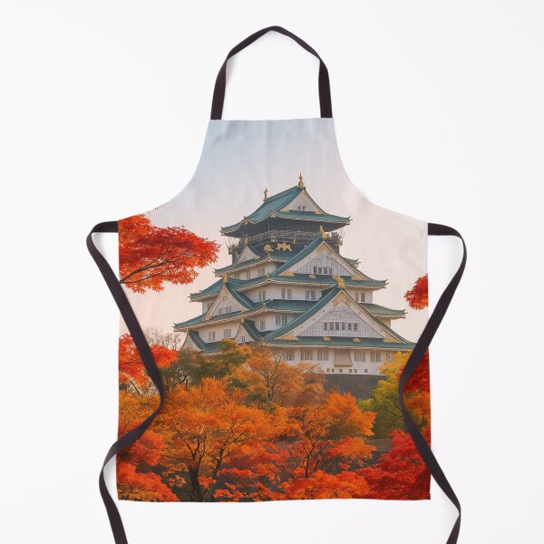 Item preview, Osaka Castle Framed by Autumn Maple – Japan Fall Season designed and sold by NihonKamonScape.