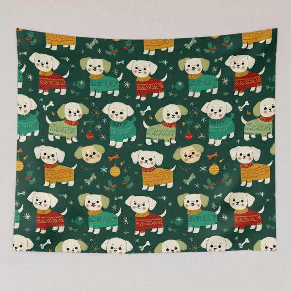 Item preview, Simple Dogs in Sweaters, Charming Winter Retro Pattern. designed and sold by Piotrek0001.