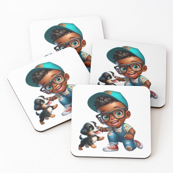 Item preview, Happy Black Kid with Glasses Cartoon Art designed and sold by Lulunza.