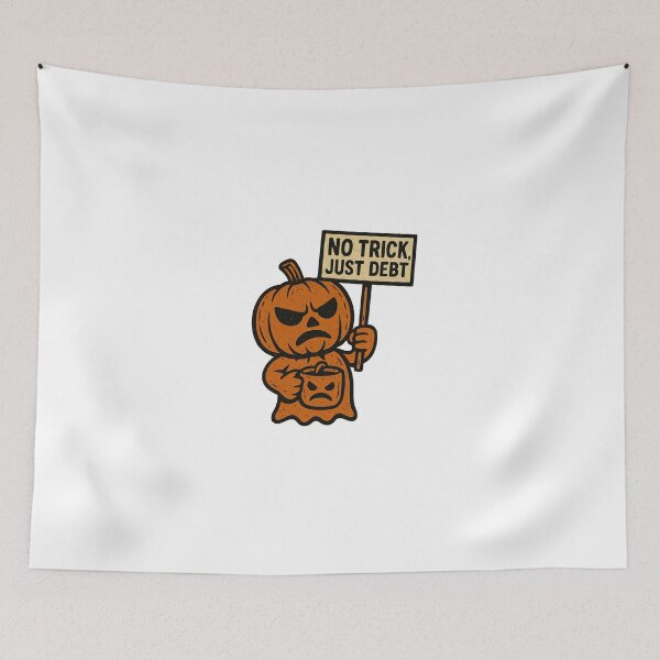 Item preview, No Trick, Just Debt – Funny Halloween Pumpkin Design designed and sold by HrigArt.