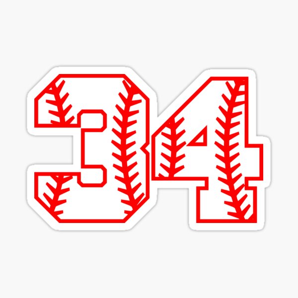 "Baseball Number 34" Sticker by youtaag Redbubble