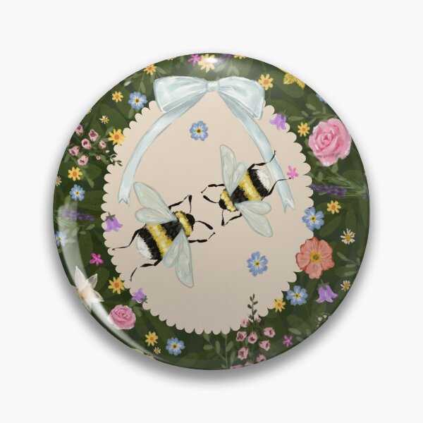 Item preview, Two bees dancing together in the flowers designed and sold by Love Bug Illustration.