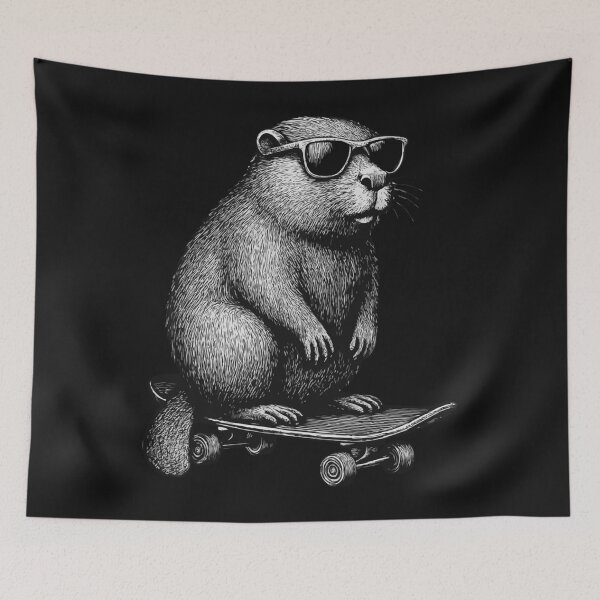Item preview, Skateboarder Beaver with Sunglasses Animal Skater Wild Retro Graphic designed and sold by MOHAMED FRASER.