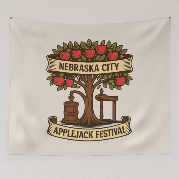 Item preview, Apple Tree and Press – Nebraska City Applejack Festival Emblem designed and sold by SplashTastic.