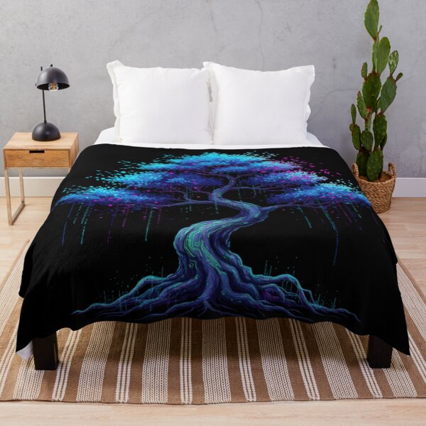 Item preview, Cybernetic Bonsai: Data Serenity - Unique Neon Bio-Digital Tree Art Design designed and sold by trend-forge.