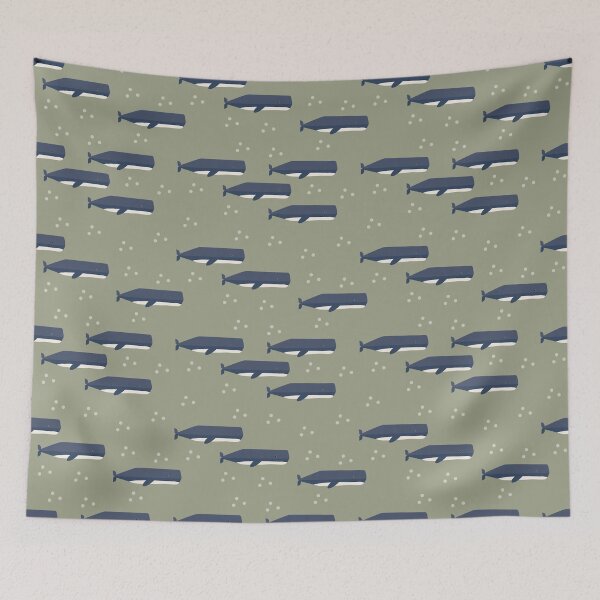 Item preview, Sperm whales on green designed and sold by reneesillus.