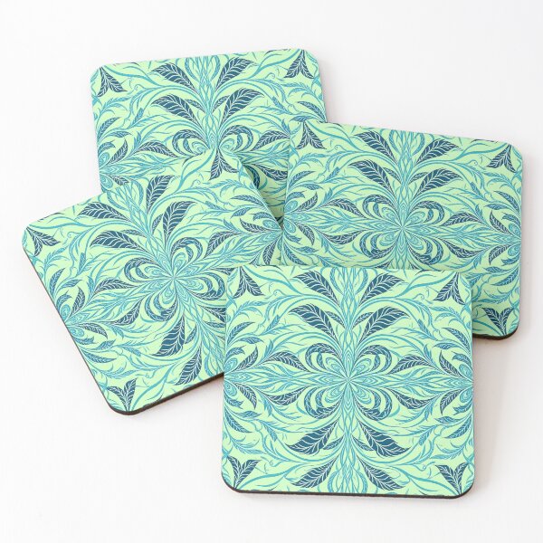 Item preview, Blue, Flowers & Leaves, Abstract Artistic Stylize, Symmetrical Repeated Texture Pattern (image size 8320x12480) designed and sold by Digital-Davinci.