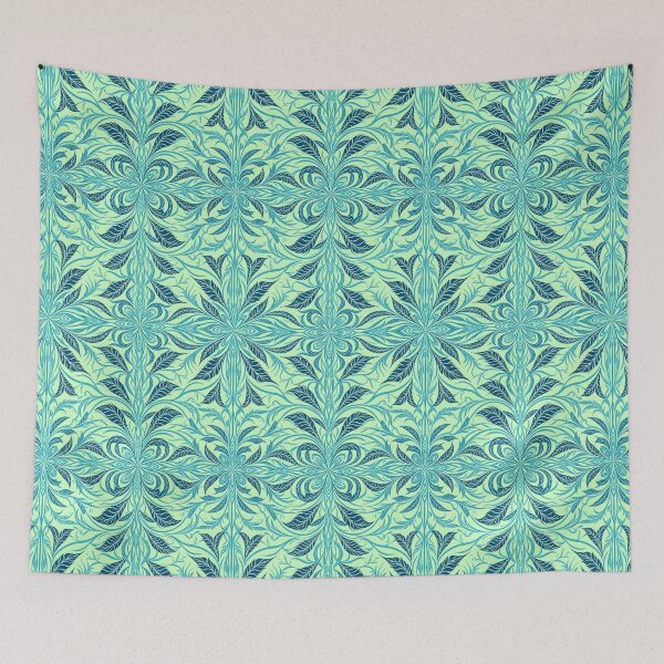 Item preview, Blue, Flowers & Leaves, Abstract Artistic Stylize, Symmetrical Repeated Texture Pattern (image size 8320x12480) designed and sold by Digital-Davinci.