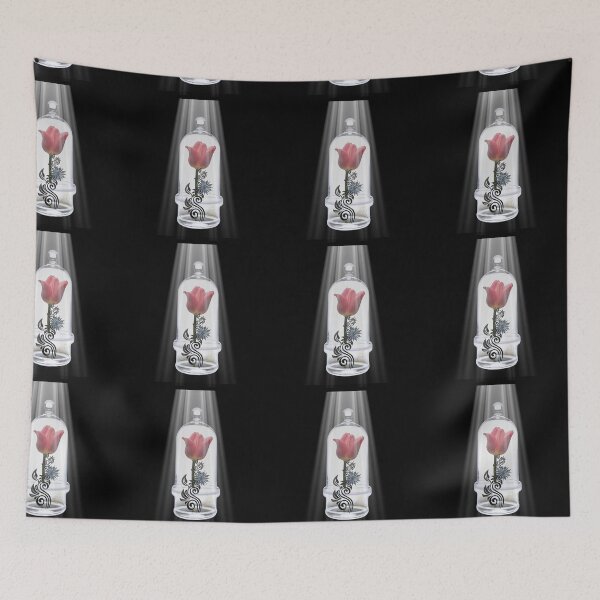 Item preview, rose in glas bottle whit anatolian pattern /spotlight black background  designed and sold by Raindreamart.