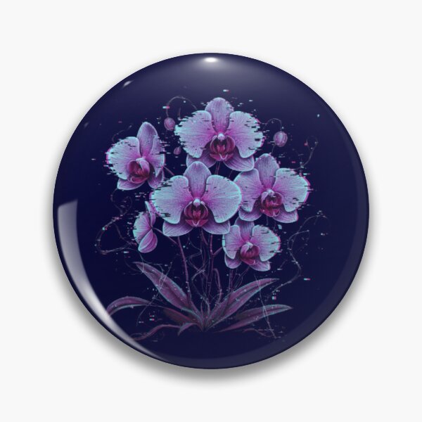 Artikelvorschau, Cybernetic Orchids: Glitch Bloom – Einzigartiges neonfarbenes biodigitales Blumenkunstdesign entworfen und verkauft von trend-forge.
