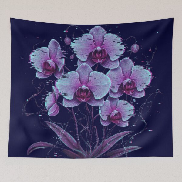 Item preview, Cybernetic Orchids: Glitch Bloom - Unique Neon Bio-Digital Flower Art Design designed and sold by trend-forge.