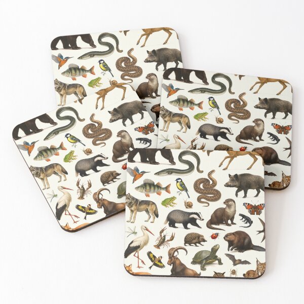 Item preview, Animals of Central Europe Retro Illustration Wildlife Chart designed and sold by kakarikihill.