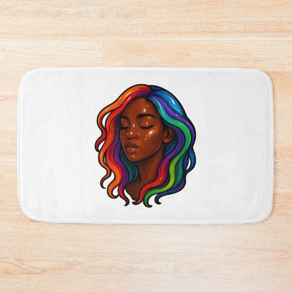 Item preview, Vibrant Rainbow Hair Black Woman Portrait – Glossy Skin, Afrocentric Beauty Art designed and sold by OsasChild.