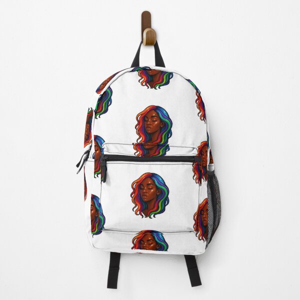 Item preview, Vibrant Rainbow Hair Black Woman Portrait – Glossy Skin, Afrocentric Beauty Art designed and sold by OsasChild.