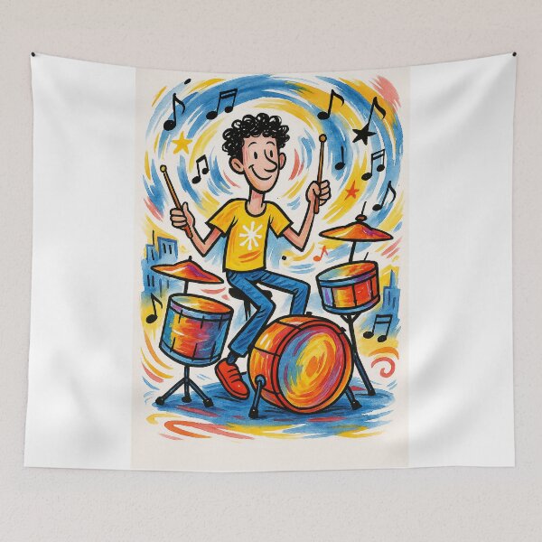 Item preview, Ruskov Playing Drums - Surreal Street Cartoon | Playing Drums designed and sold by KARTICK DUTTA.