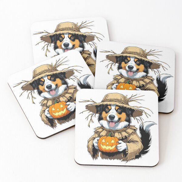 Item preview, Collie scarecrow with Halloween pumpkin designed and sold by StormArte.