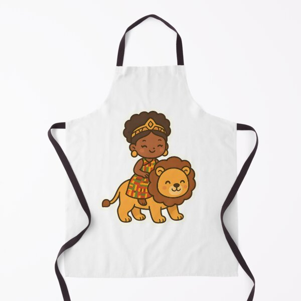 Item preview, Kawaii African Princess in Kente Dress Riding Cute Lion designed and sold by OsasChild.