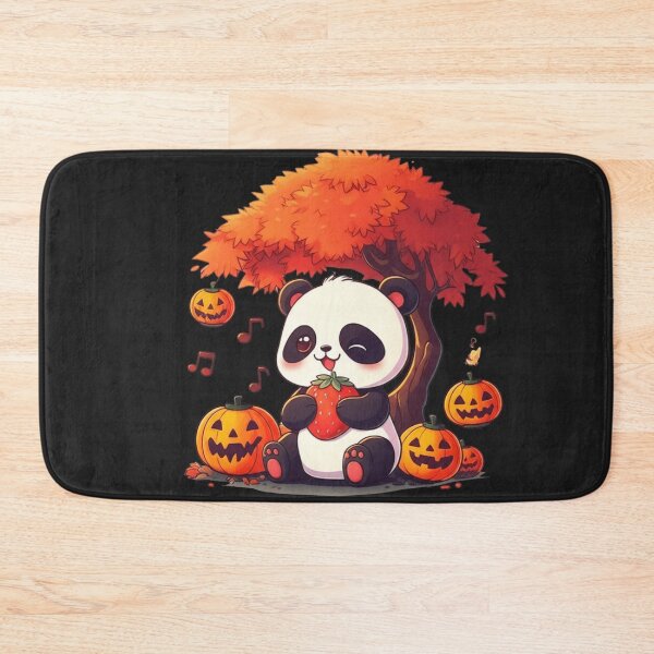 Item preview, Cute Chibi Panda Eating Giant Strawberries Under Red Maple Tree – Halloween Kawaii Cartoon designed and sold by ColorSplash123.