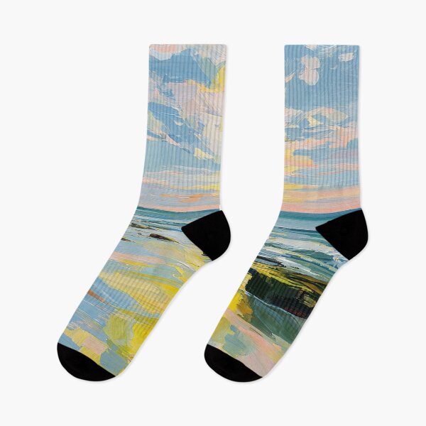 Item preview, Oil painting beach sunset pastel colors designed and sold by ArtHouseNiklas.