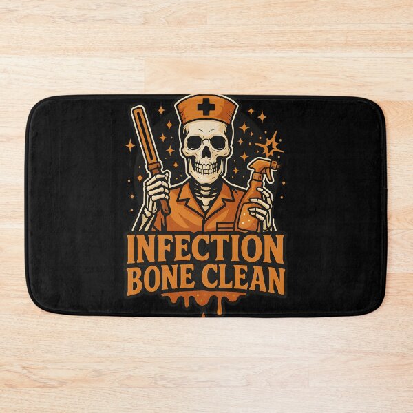 Item preview, Infection Bone Clean – Halloween Skull Nurse T-Shirt for Male Infection Control Nurses – Spooky Fall Orange Black Design designed and sold by ClinicalHubs.