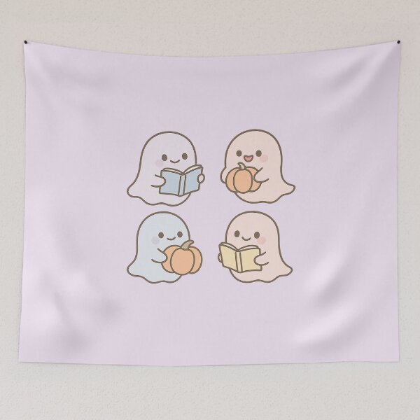 Item preview, Pastel Kawaii Ghosts – Books & Pumpkins designed and sold by Bratak.