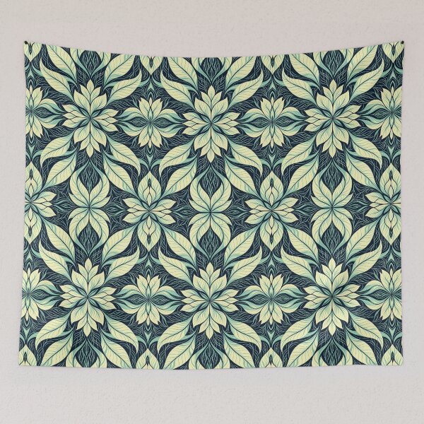 Item preview, Blue, Flowers & Leaves, Abstract Artistic Stylize, Symmetrical Repeated Texture Pattern (image size 8320x12480) designed and sold by Digital-Davinci.