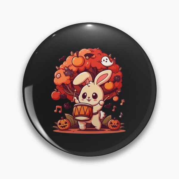 Item preview, Cute Chibi Bunny Drummer Under Candy Apple Tree – Halloween Kawaii Cartoon designed and sold by ColorSplash123.