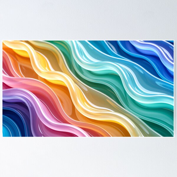Item preview, Glossy Colorful Abstract Liquid Waves with Smooth Gradient Flow and Bright Vibrant Rainbow Curved Glassy Pattern designed and sold by Mimoshi ⭐⭐⭐⭐⭐.