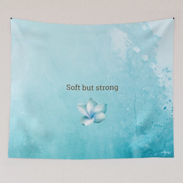Item preview, Soft but Strong Quote | Empowering Quote | Botanical Blue Flower Design | Mental Wellness Inspirational design designed and sold by Amalzaki.