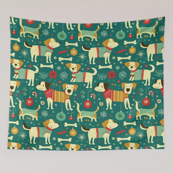 Item preview, Cute Puppies, a Simple Christmas Mid-Century Style Pattern. designed and sold by Piotrek0001.