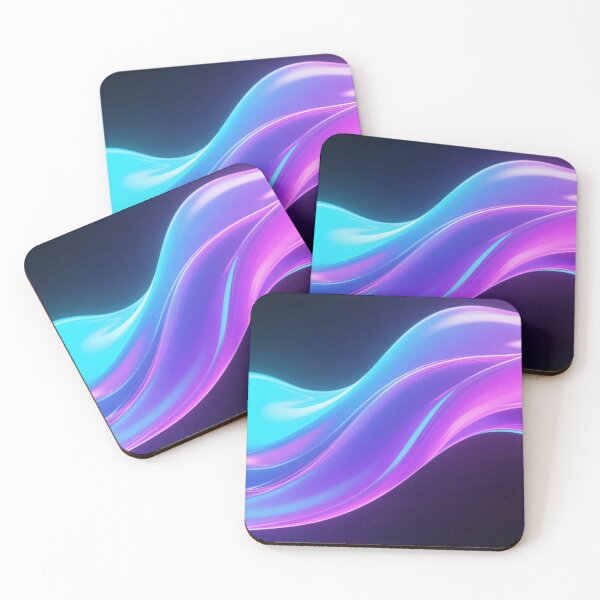 Item preview, Futuristic Flowing Liquid Glass Ribbon, Cyan and Pink Neon Gradient, Smooth Curves, Abstract 3D Digital Art Design designed and sold by Mimoshi ⭐⭐⭐⭐⭐.