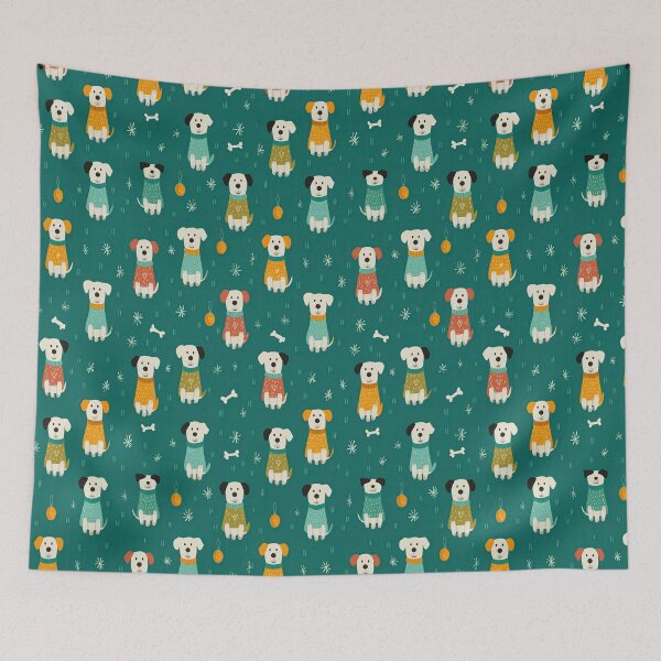Item preview, Sitting Puppies in Sweaters, a Sweet Retro Style Pattern. designed and sold by Piotrek0001.