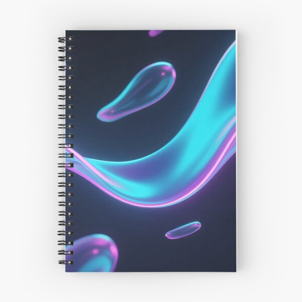 Item preview, Futuristic Floating Liquid Glass Ribbon with Droplets, Cyan and Purple Neon Glow, Abstract 3D Digital Art Design designed and sold by Mimoshi ⭐⭐⭐⭐⭐.