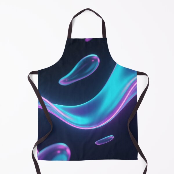 Item preview, Futuristic Floating Liquid Glass Ribbon with Droplets, Cyan and Purple Neon Glow, Abstract 3D Digital Art Design designed and sold by Mimoshi ⭐⭐⭐⭐⭐.