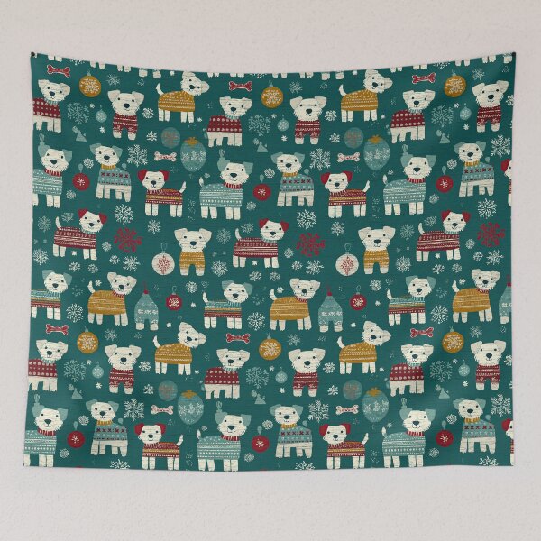Item preview, Cute Puppies, a Festive Retro Paper Cutout Style Pattern. designed and sold by Piotrek0001.